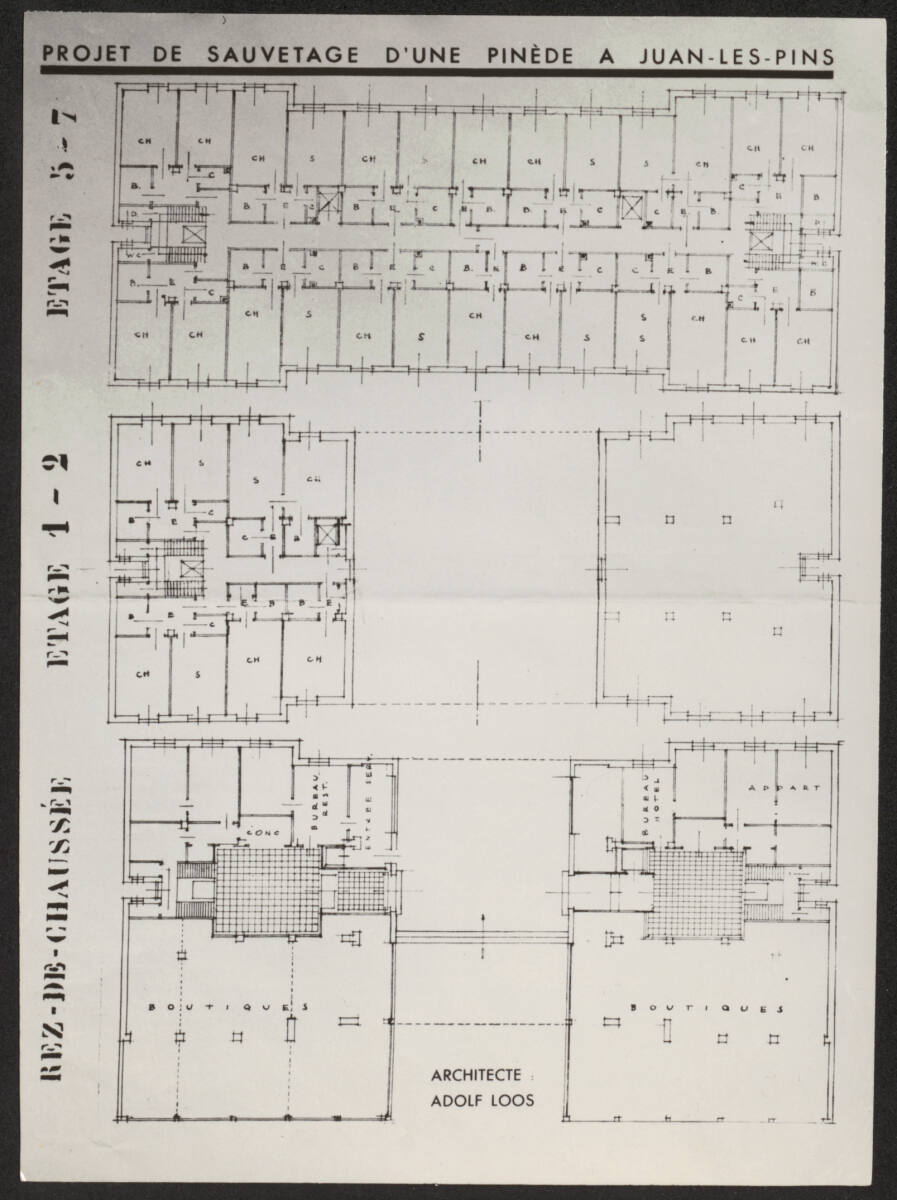 Anonym, Projekt Hotel, Juan-les-Pins, Frankreich, Erdgeschoss, Etage 1-7, Grundriss
