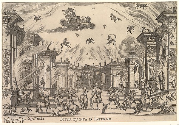 Stefano della Bella, Fifth scene, the Inferno, from "The marriage of the gods" (Le nozze degli Dei)