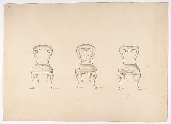 Anonymous, British, 19th century, Design for Three Chairs
