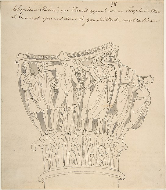 Anonymous, French, 18th century, Drawing of Capital from the Vatican