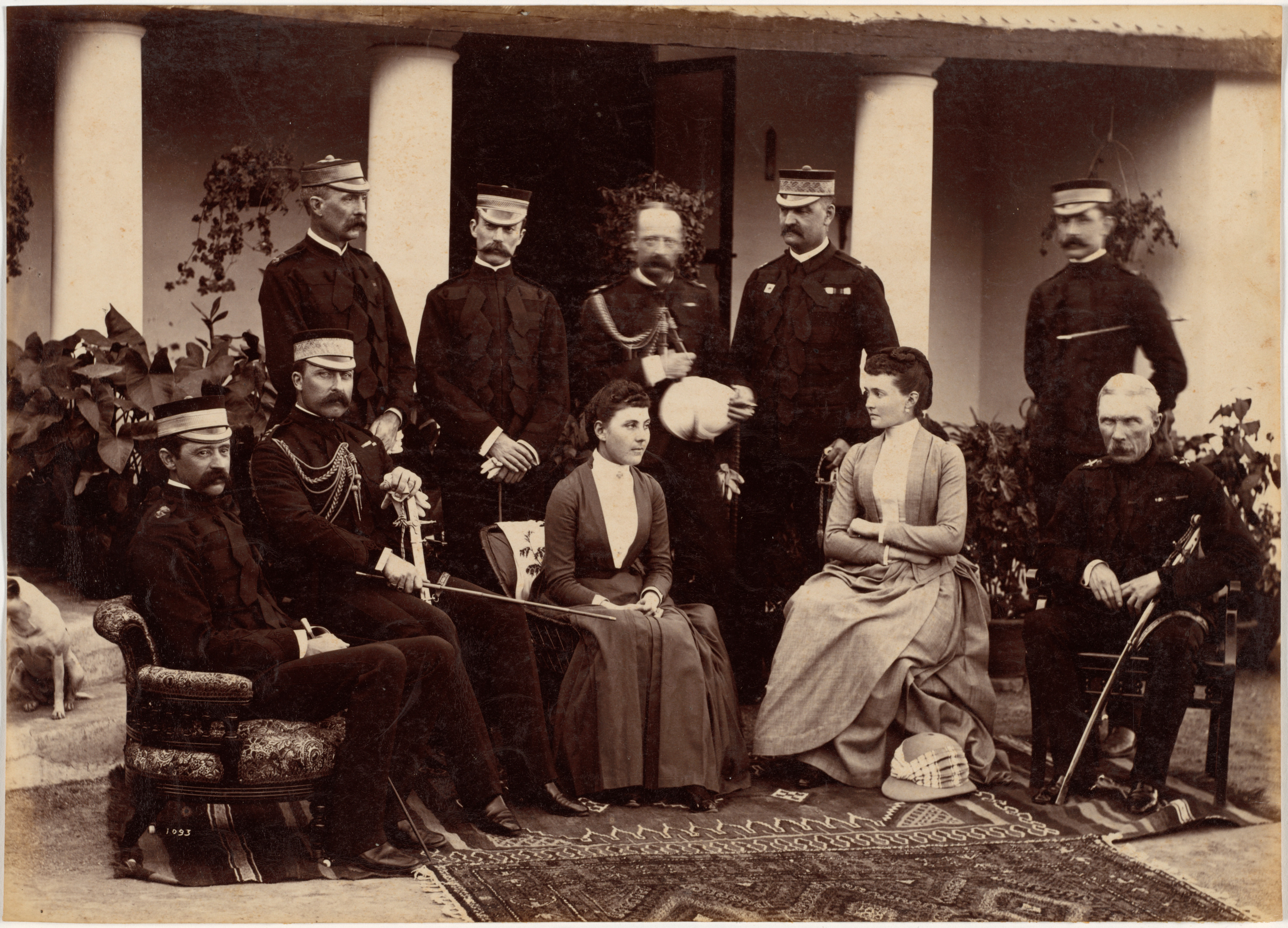 Raja Deen Dayal, The Duke and Duchess of Connaught, with Col. Adam, Captain H.V. Benett, Col. Becher, Gen. Knowles, Captain Herbert, Col. Cavaye, Mrs. Cavaye, and Gen. R. Gellispie, Mhow