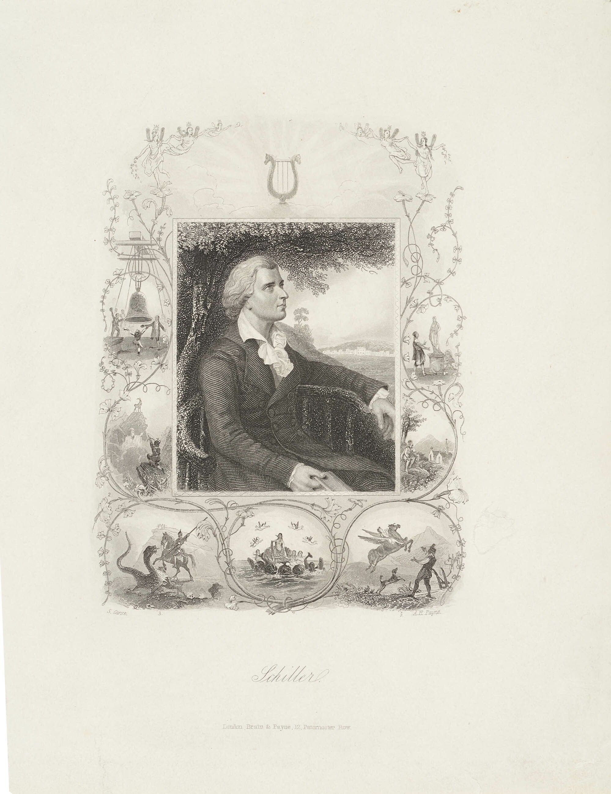 Albert Henry Payne, Bildnis Friedrich Schiller, mit Szenen aus seinen Werken