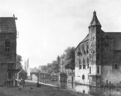 Kaspar Karsen, Een stadsgezicht, rechts een oud gebouw aan een gracht