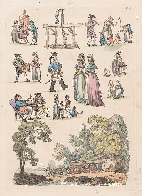 Thomas Rowlandson, Plate 5, Outlines of Figures, Landscapes and Cattle...for the Use of Learners