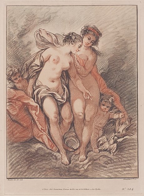 Gilles Demarteau, Reproduction of Deux Nymphes et deux Amours regardant des colombes (Two Nymphs and Loves watching two doves)