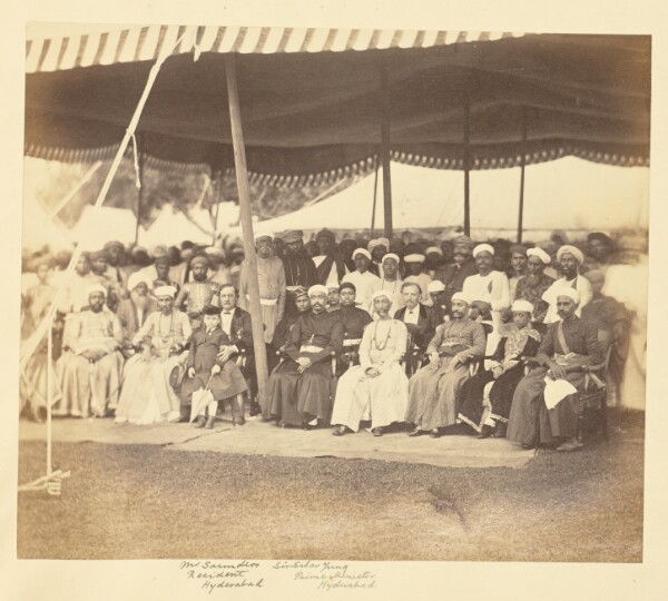 Unknown, [Group Portrait with Mr. C.B. Saunders, British Resident at Hyderabad, and Sir Salar Jung, Prime Minister of Hyderabad]