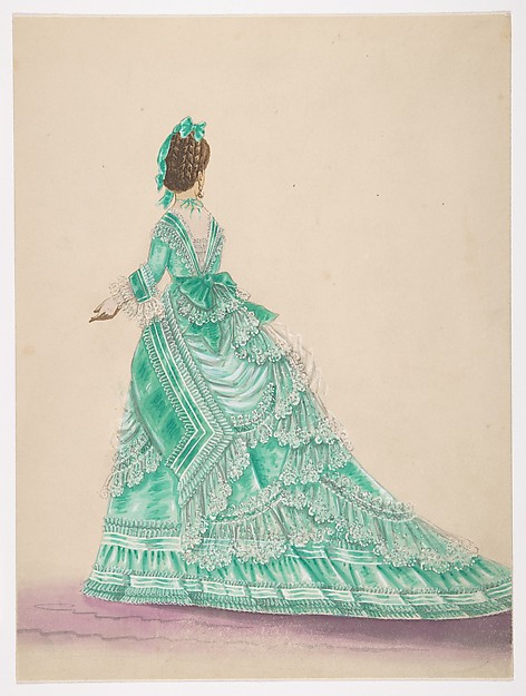 Anonymous, French, 19th century, Fashion Study: Woman in a Green Dress
