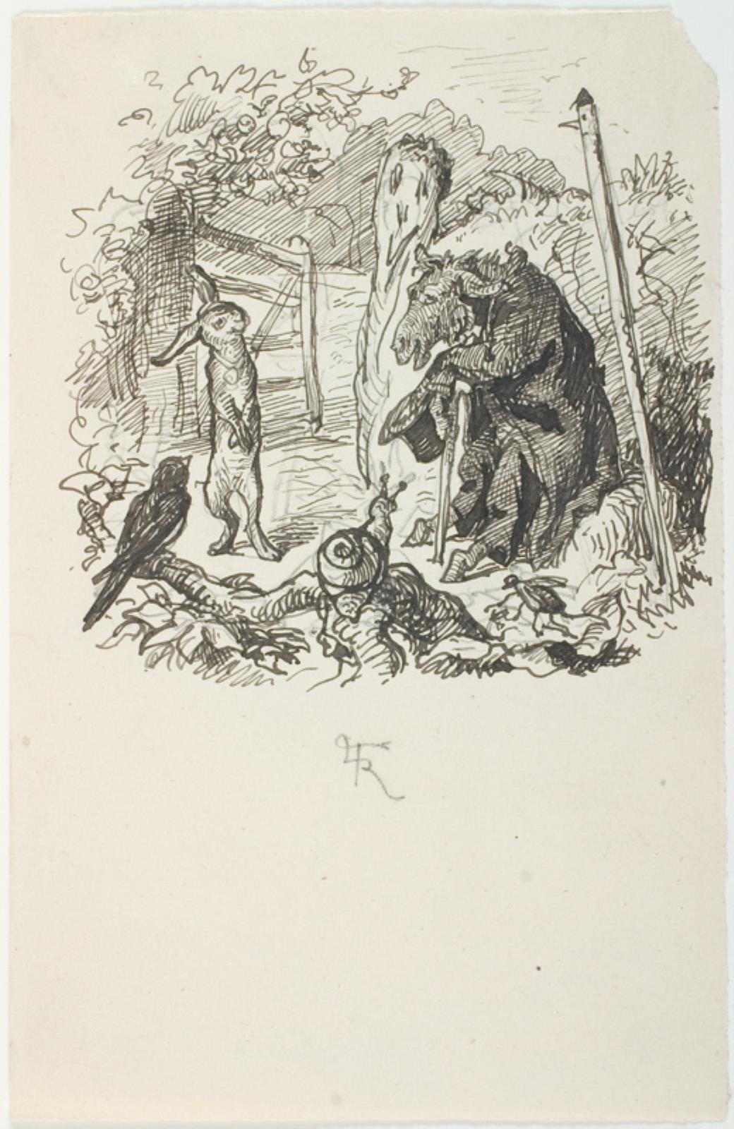 Lorenz Frølich, Variant af begyndelsesvignetten til H.C. Andersen, Hurtigløberne