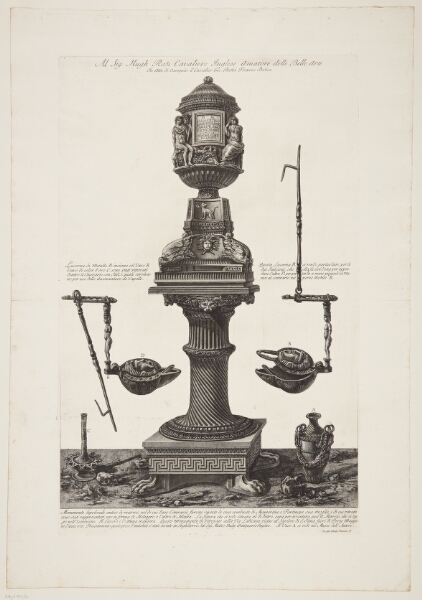 Giovanni Battista Piranesi, Gravmonument for Mamertinus og hans hustru Partenope, fundet på Via Labicana i 1765 sammen med en vase og nogle lamper