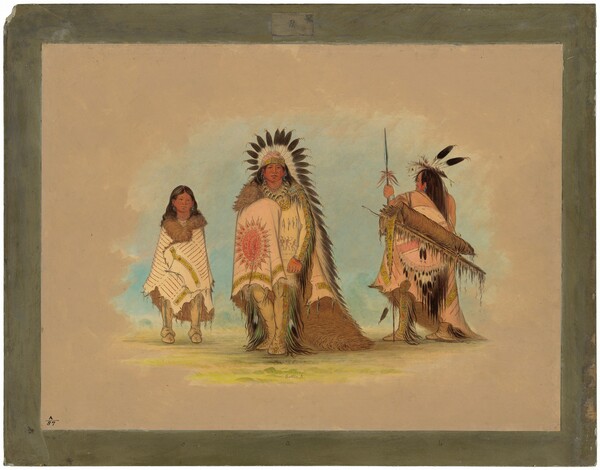 George Catlin, A Sioux Chief, His Daughter, and a Warrior