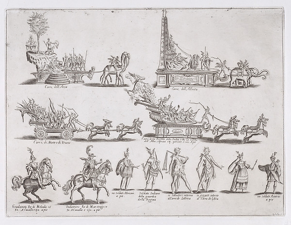 Jacques Callot, Reprint of Le Chars et Les Personnages (The Chariots and The Characters), from La Guerre d'Amour (Guerra d'Amore) (War of Love)