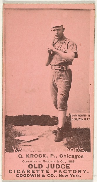 Goodwin & Company, August H. "Gus" Krock, Pitcher, Chicago, from the Old Judge series (N172) for Old Judge Cigarettes