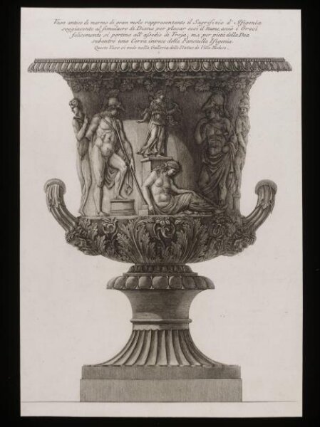 Giovanni Battista Piranesi, Large marble vase decorated with a relief of the sacrifice of Iphigenia