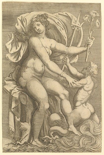 Anonymous, Italian?, 16th century, Thetis Seated with a Triton