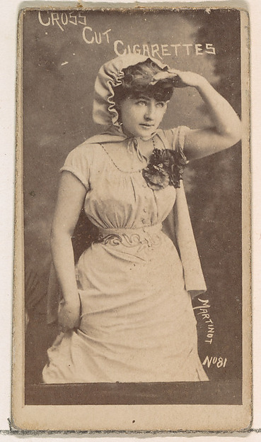 W. Duke, Sons & Co., Card Number 81, Sadie Martinot, from the Actors and Actresses series (N145-1) issued by Duke Sons & Co. to promote Cross Cut Cigarettes