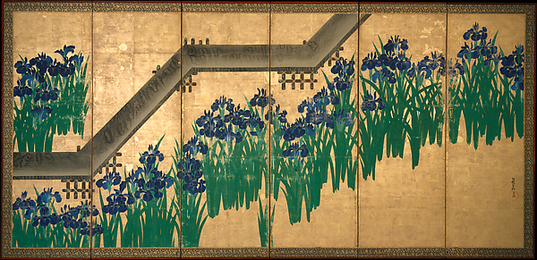 Ogata Kōrin, Irises at Yatsuhashi (Eight Bridges)