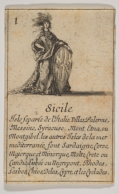 Stefano della Bella, Sicile, from "Jeu de la Géographie"