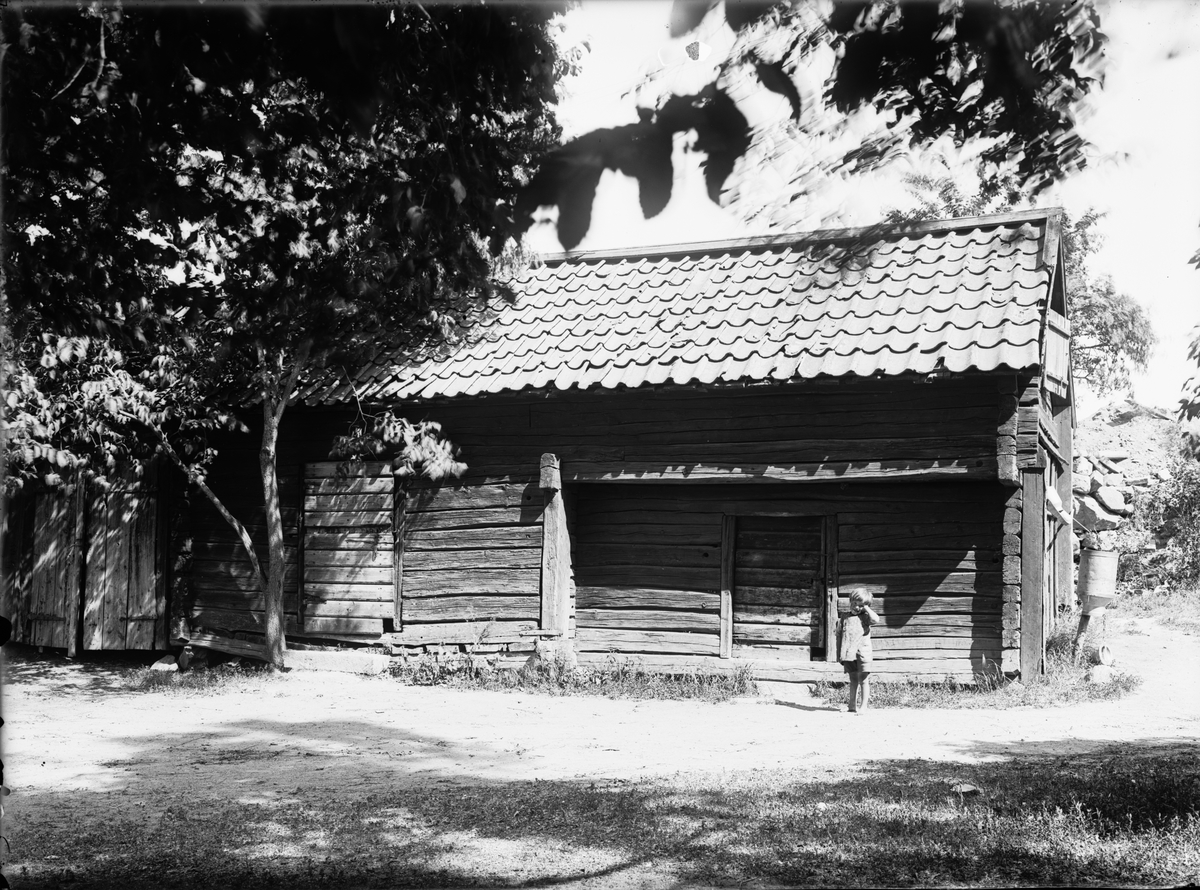 Paul Sandberg, Mat- och spannmålsbod i södra Gnista, Danmarks socken, Uppland, sannolikt 1920-tal