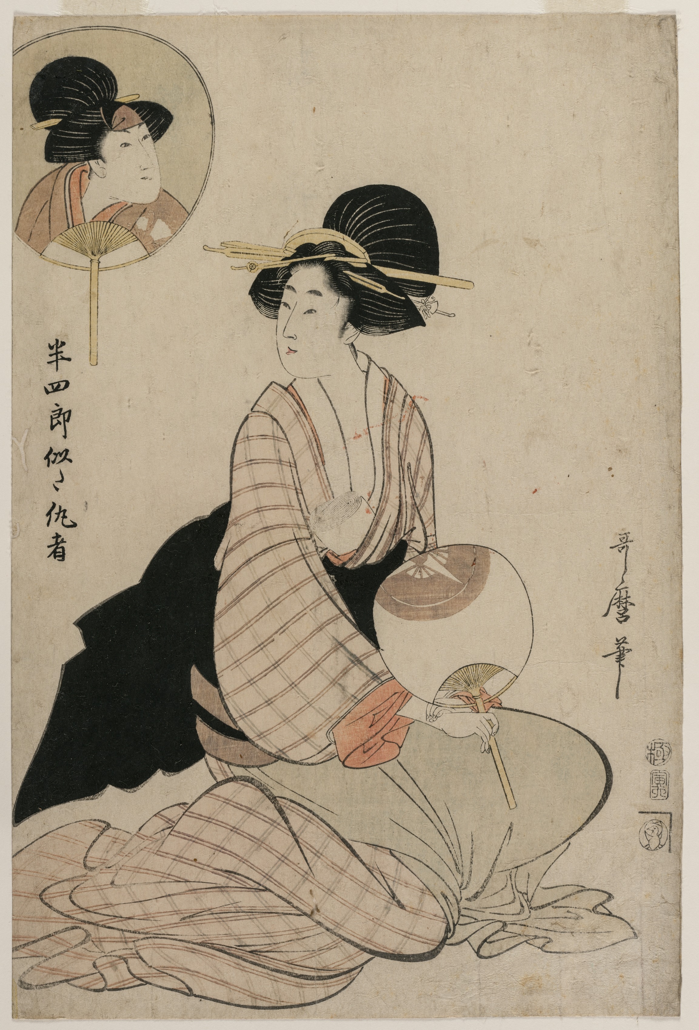 Kitagawa Utamaro, An Attractive Woman Who Looks Like the Actor Iwai Hanshiro V