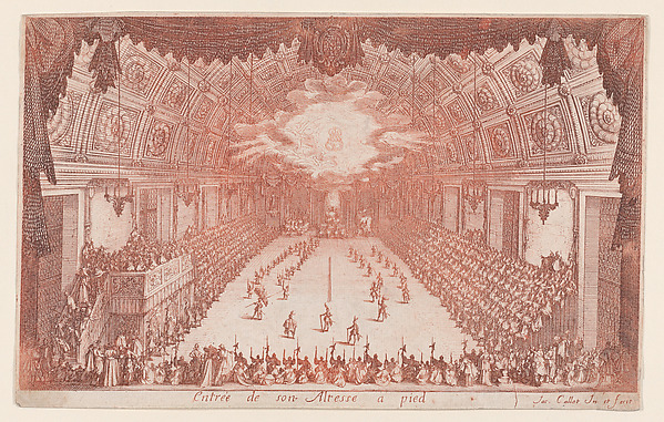 Jacques Callot, La Défilé a Pied (The Parade on Foot), from Le Combat a la Barrière in the Palace at Nancy by Henri Humbert, printed by Sebastien Phillipe
