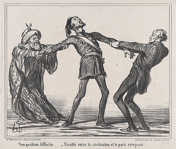 Honoré Daumier, Une position difficile, from Actualités, published in "Le Charivari"