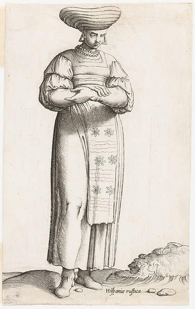 Enea Vico, Costume Plate: Hispania Rustica mul. (with label on ground)