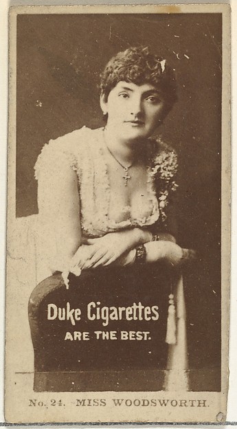 W. Duke, Sons & Co., Card Number 24, Miss Woodsworth, from the Actors and Actresses series (N145-6) issued by Duke Sons & Co. to promote Duke Cigarettes