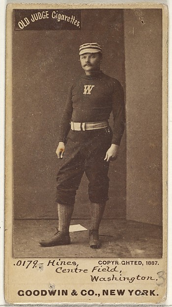Goodwin & Company, Paul Aloysius Hines, Center Field, Washington Nationals, from the Old Judge series (N172) for Old Judge Cigarettes