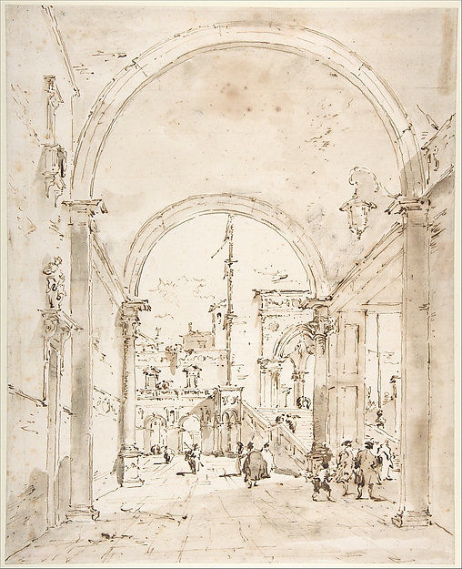 Francesco Guardi, Architectural Capriccio: Grand Staircase Seen through an Archway