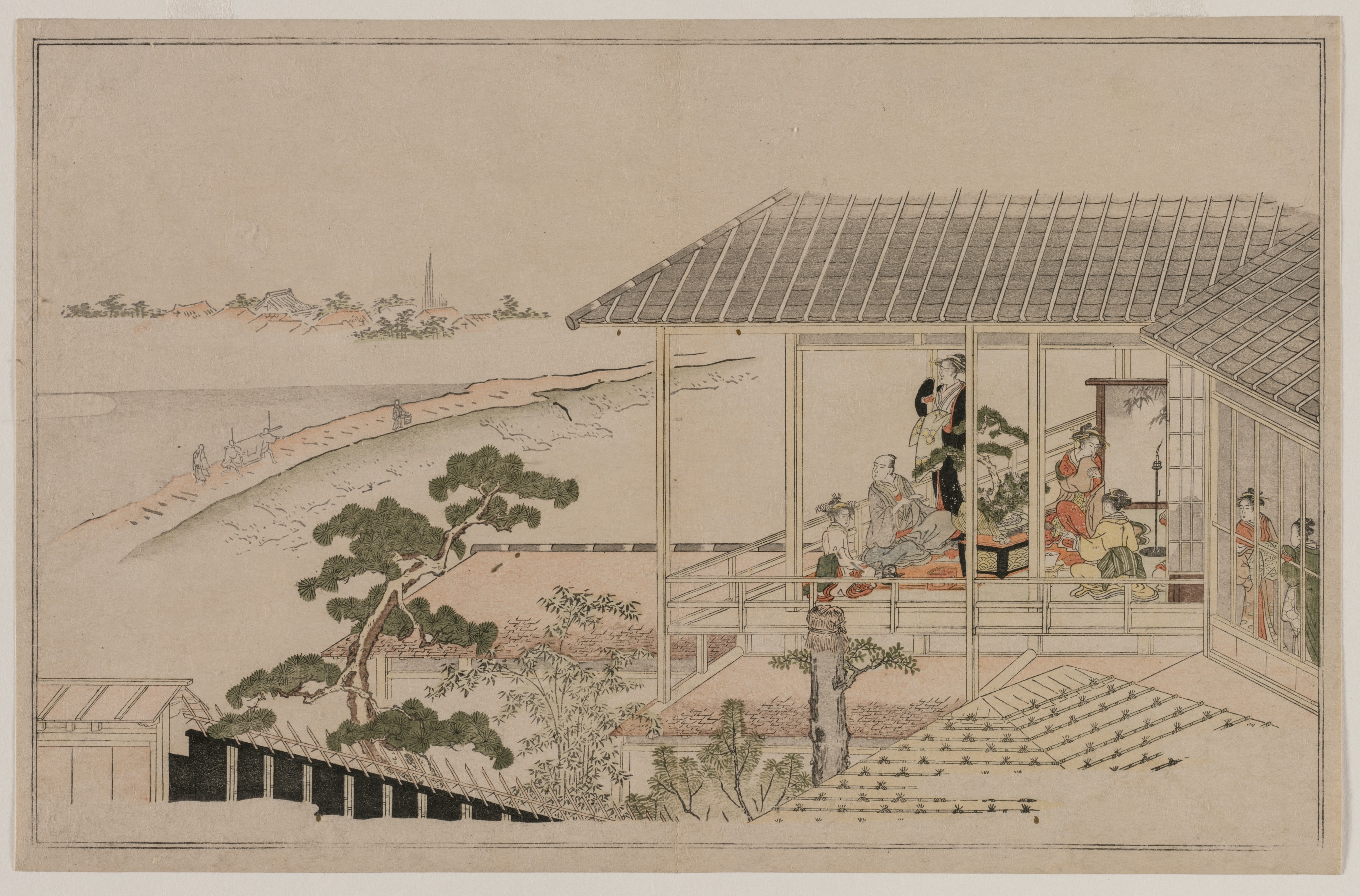 Kitagawa Utamaro, Moonrise Over the Nihon Embankment and the Yoshiwara