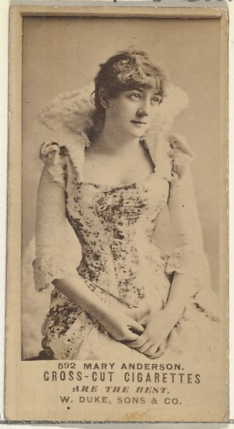 W. Duke, Sons & Co., Card Number 592, Mary Anderson, from the Actors and Actresses series (N145-3) issued by Duke Sons & Co. to promote Cross Cut Cigarettes