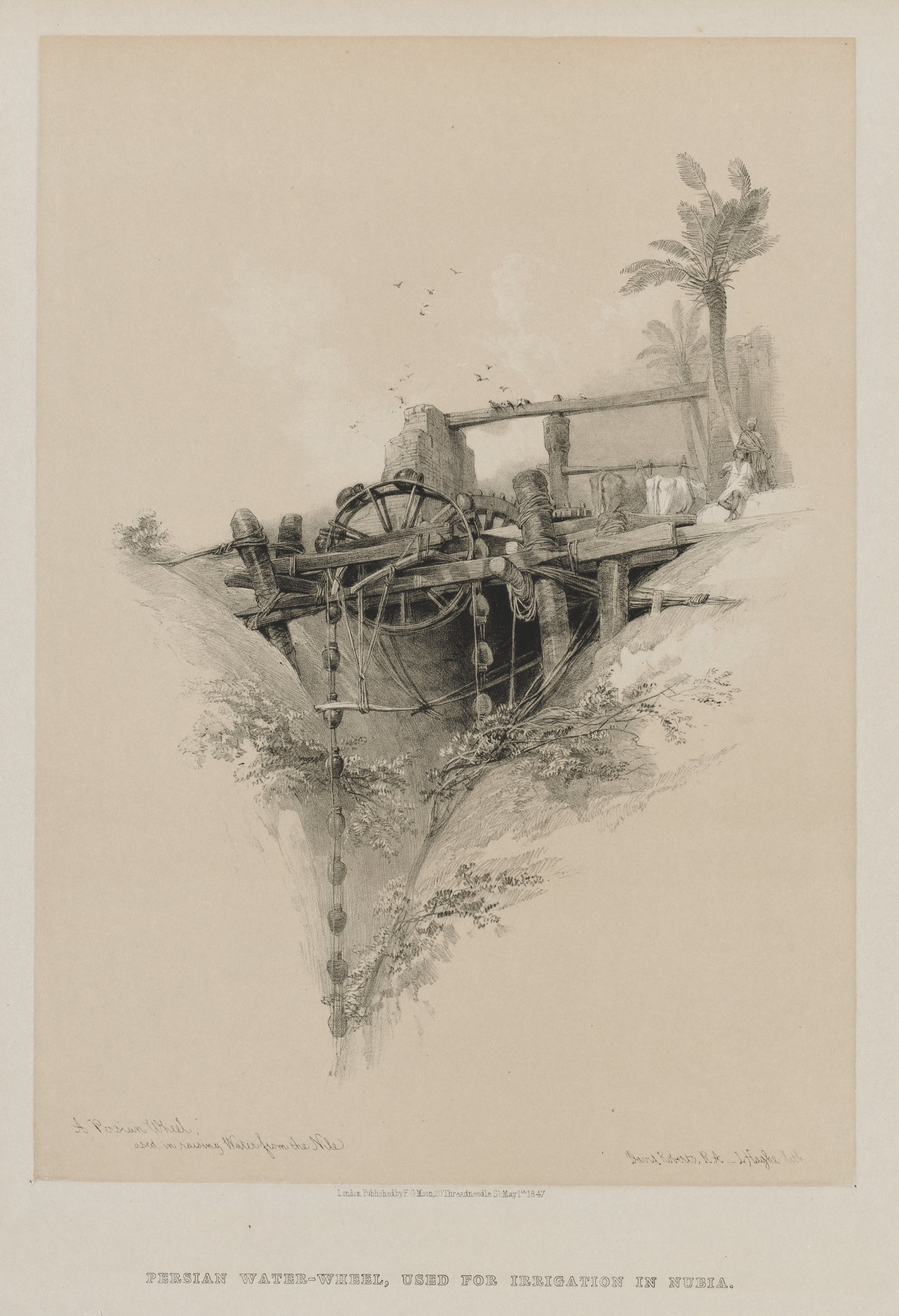 Louis Haghe, Egypt and Nubia, Volume II: A Persian Wheel, Used in Raising Water from the Nile