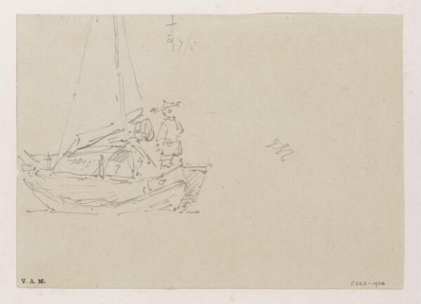 George Chinnery, A sketch of a Chinese figure standing in a Tanka boat