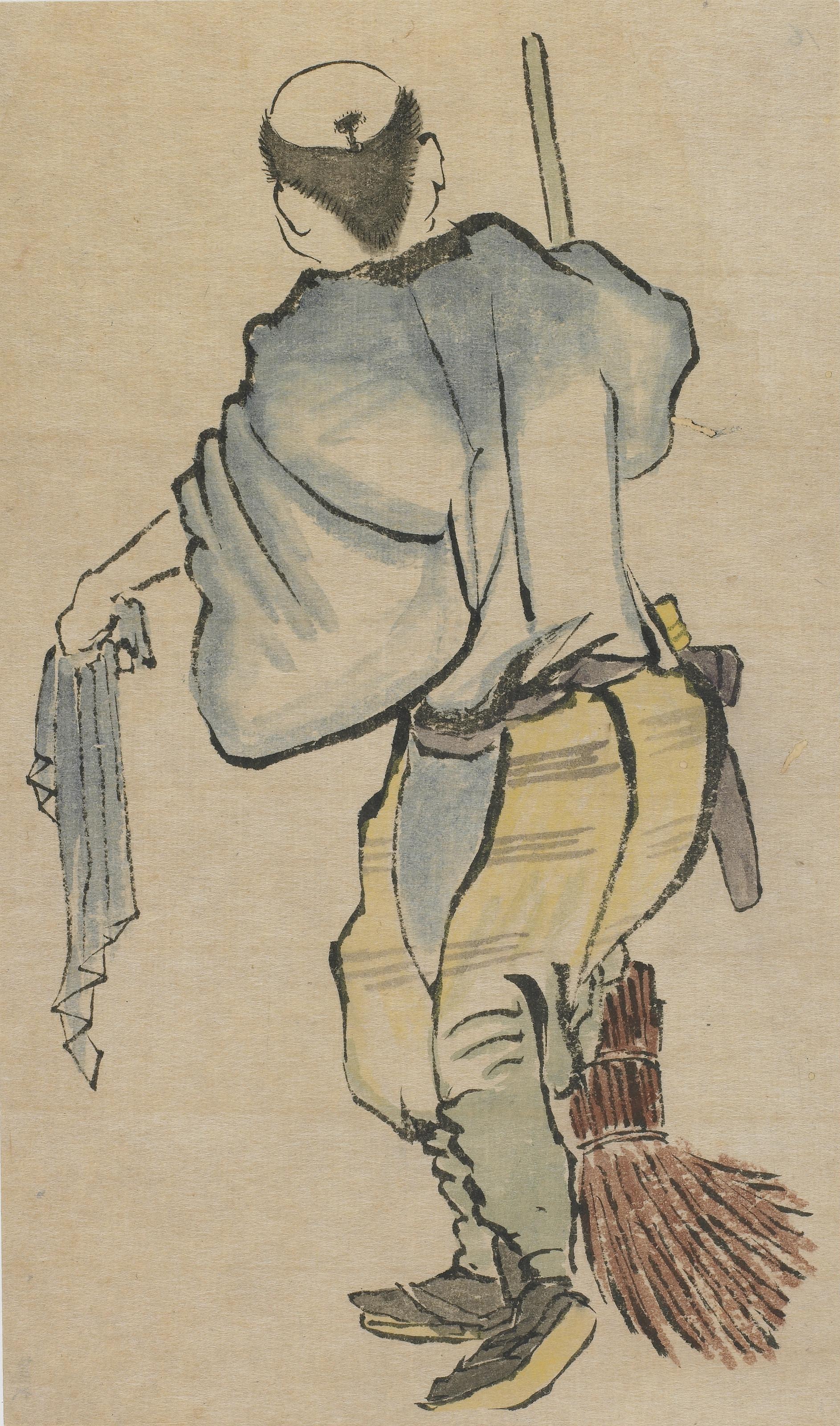 Katsushika Hokusai, Man with broom and cloth