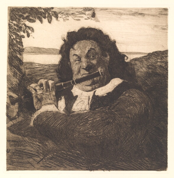 Hans Nikolaj Hansen, Fredensborg idyl. Oluf Poulsen spiller på fløjte for sin datter