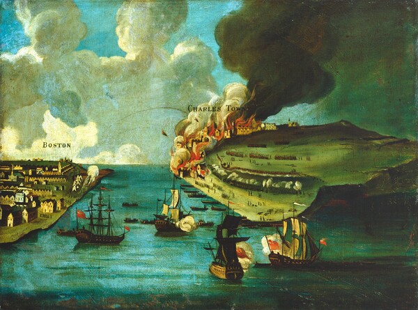 American 18th Century, Attack on Bunker's Hill, with the Burning of Charles Town