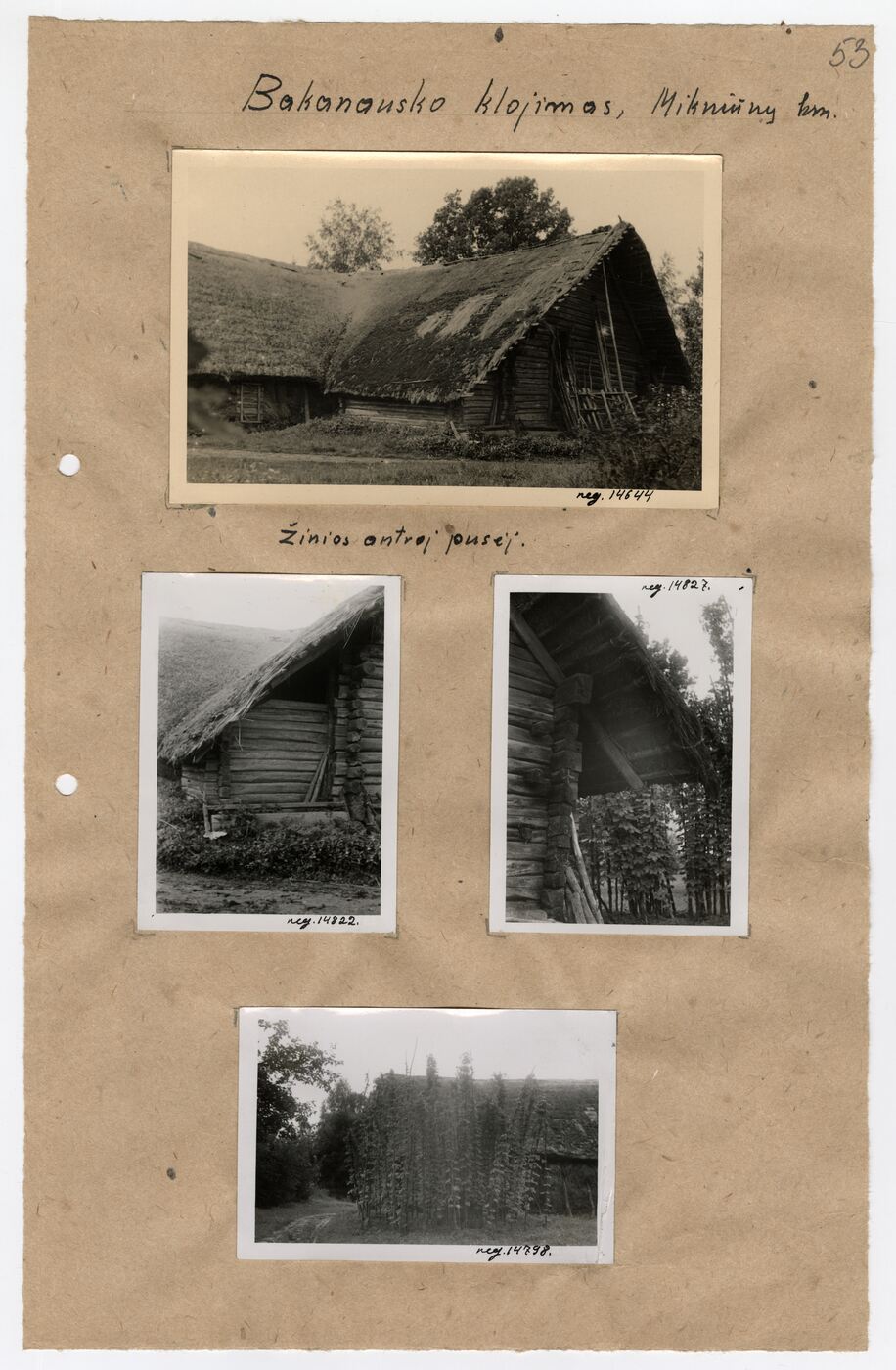 Stasys Ivanauskas, Archyvinės bylos Nr. 84 lapas 67. Šiaulių apskr., Pašvitinio vlsč., Mikniūnų kaimo Igno Bakanausko sodybos klojimo fotografijos