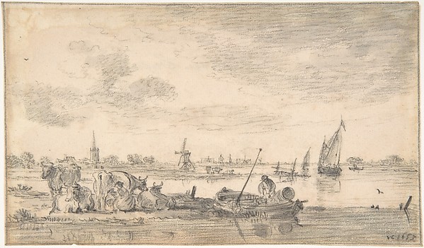 Jan van Goyen, River Scene with Cows