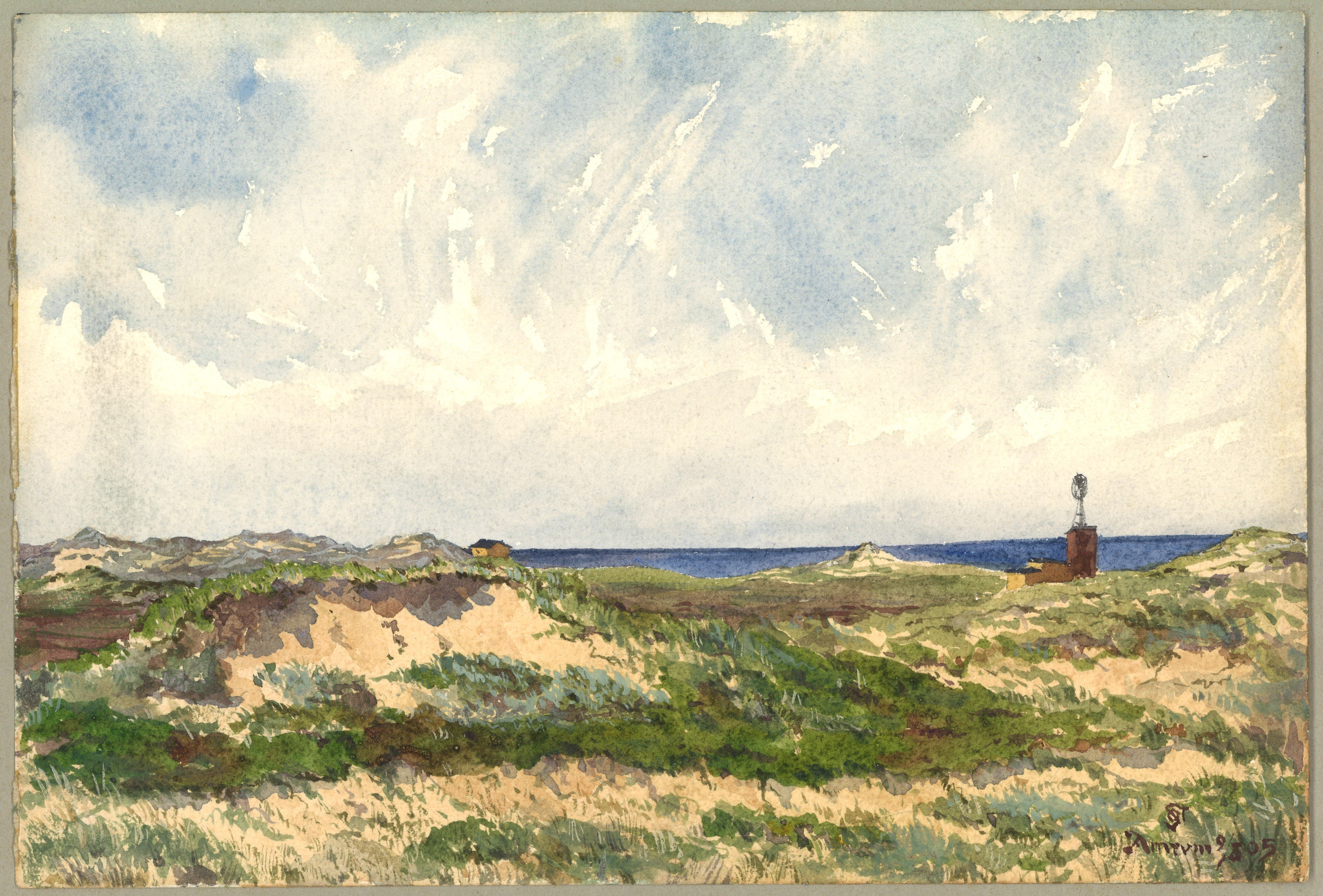 Otto Stiehl, Amrum (Insel): Dünen bei Norddorf und Warmbad des Seehospizes