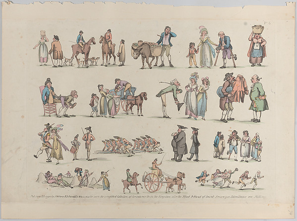 Thomas Rowlandson, Plate 6, Outlines of Figures, Landscapes and Cattle...for the Use of Learners