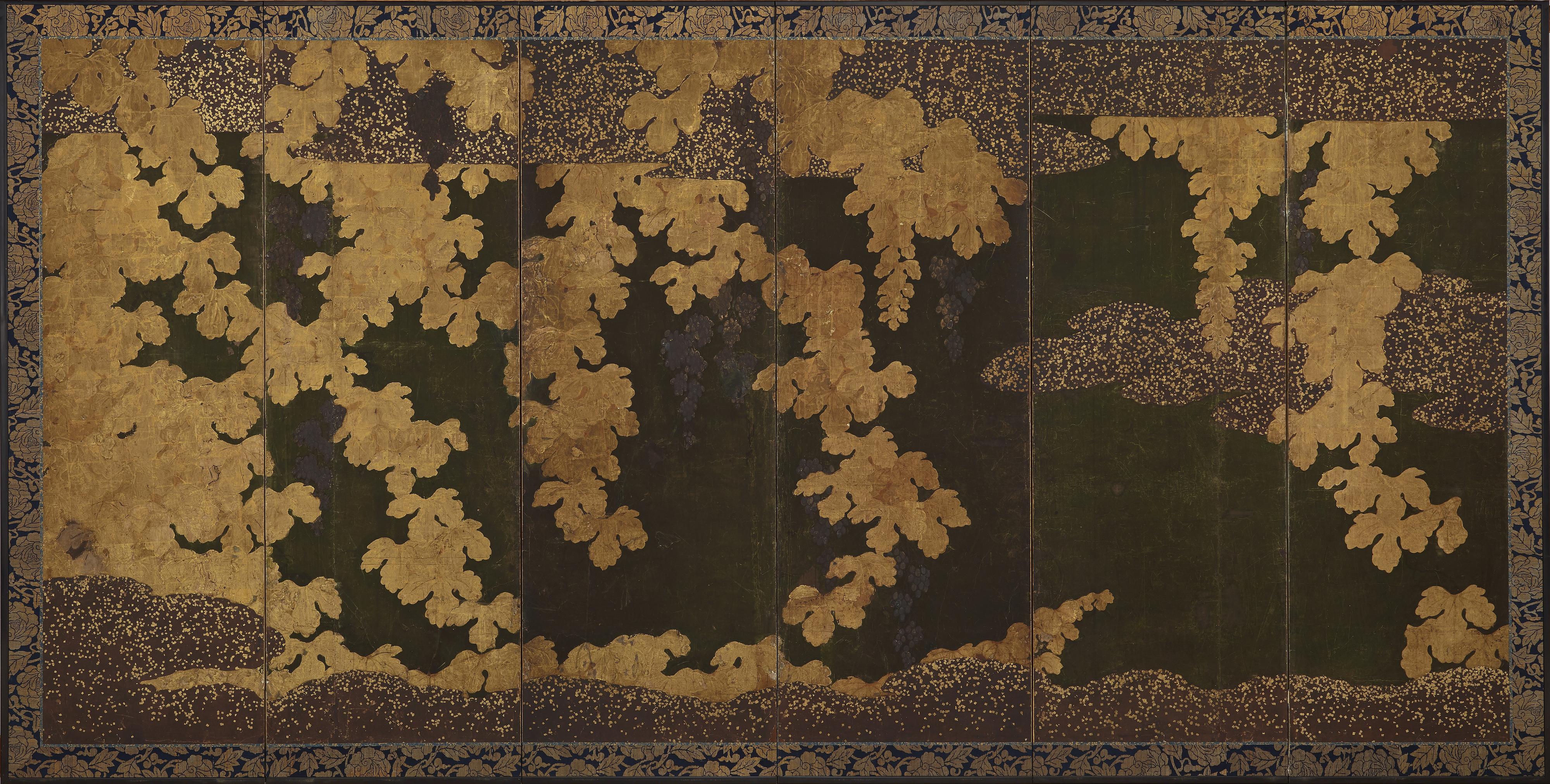 Kano Eitoku, Grape vines 葡萄図屏風
