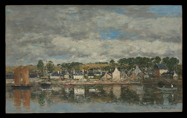 Eugène Boudin, Village by a River