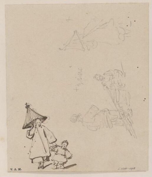George Chinnery, A boatwoman with child and parasol, and a porter