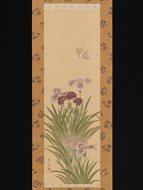 Suzuki Kiitsu, Irises and Moth