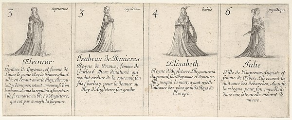 Stefano della Bella, Eleonor, Isabeau de Bauieres, Elisabeth, and Julie, from "The Game of Queens" (Le Jeu des Reines Renommées)