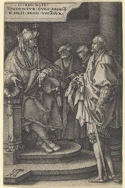 Heinrich Aldegrever, Absalom Inviting David and His Brothers, from "The Story of Amnon and Tamar"
