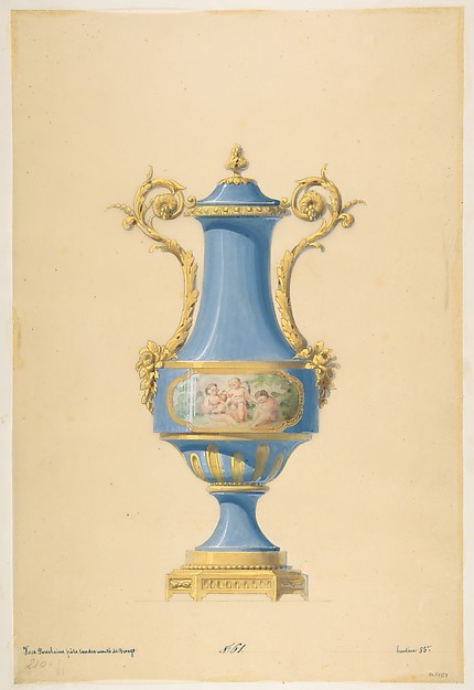 Anonymous, French, 19th century, Design for a Porcelain Vase with Bronze Mount