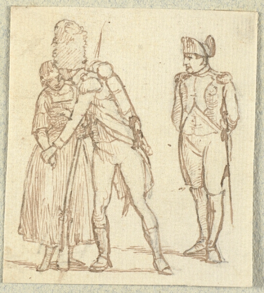 Wilhelm Marstrand, Fransk gardist kysser en pige, Napoleon i baggrunden
