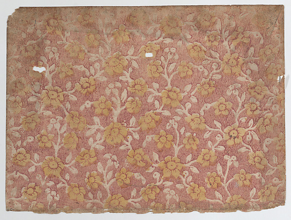 Anonymous, Sheet with yellow floral pattern