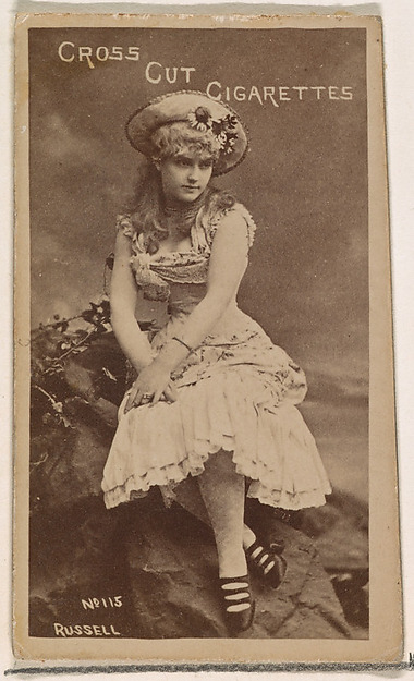 W. Duke, Sons & Co., Card Number 115, Lillian Russell, from the Actors and Actresses series (N145-1) issued by Duke Sons & Co. to promote Cross Cut Cigarettes